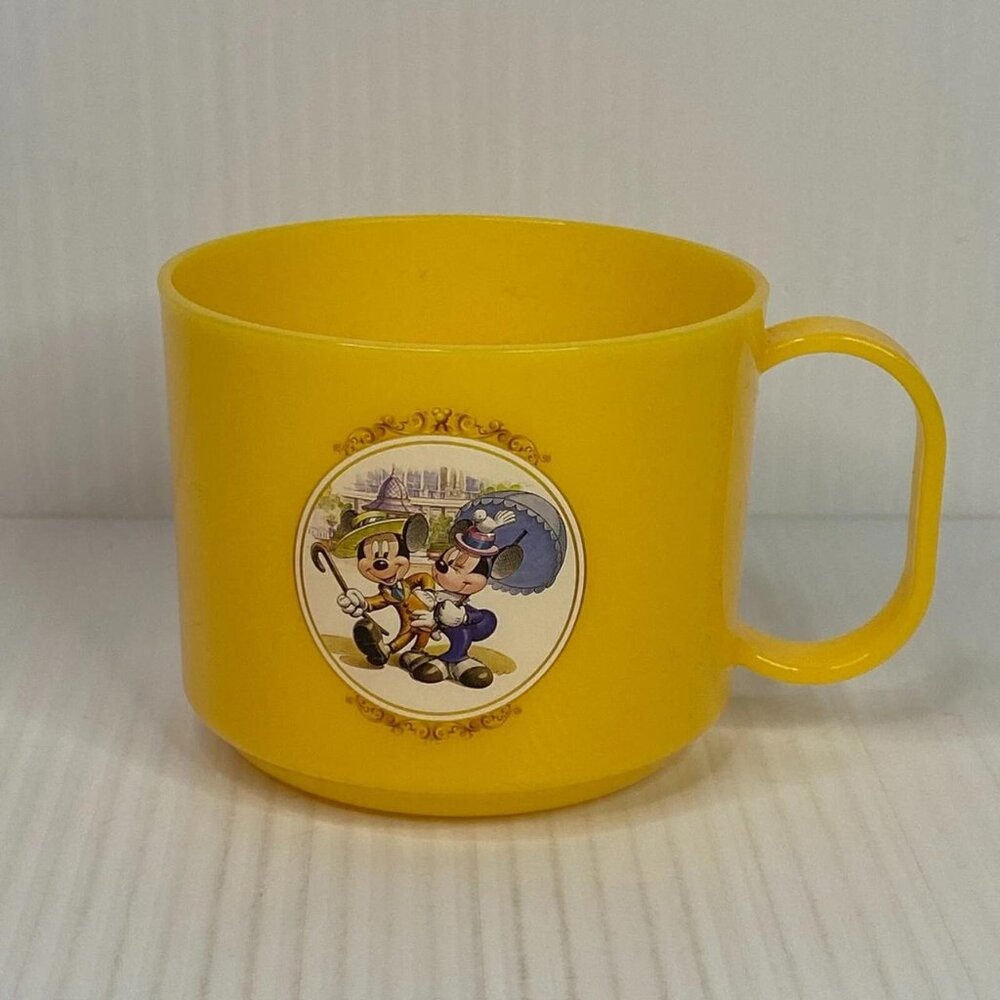 Tokyo Disneyland Hotel Yellow Plastic Cup Mug Mickey Mouse Minnie Mouse